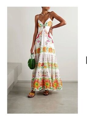 FARM Rio Artisanal Embroidered Maxi Dress - Beaded Tassels